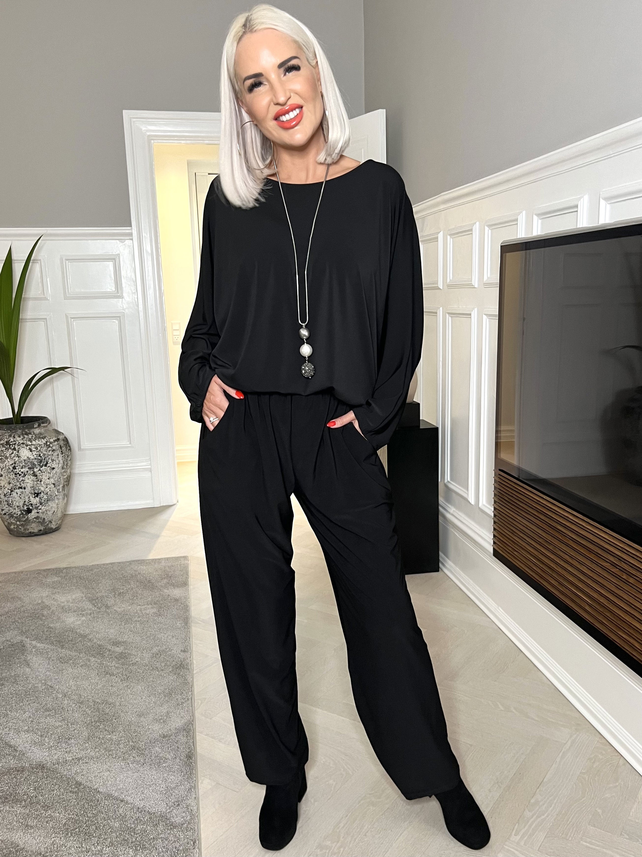 Osane - Sorte elastiske løse bukser